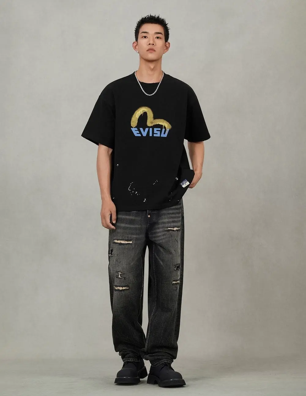 Áo Evisu Graffiti-Style Seagull T-Shirt 'Black' 2EAHTM5TS1159RXCT - Ảnh 3