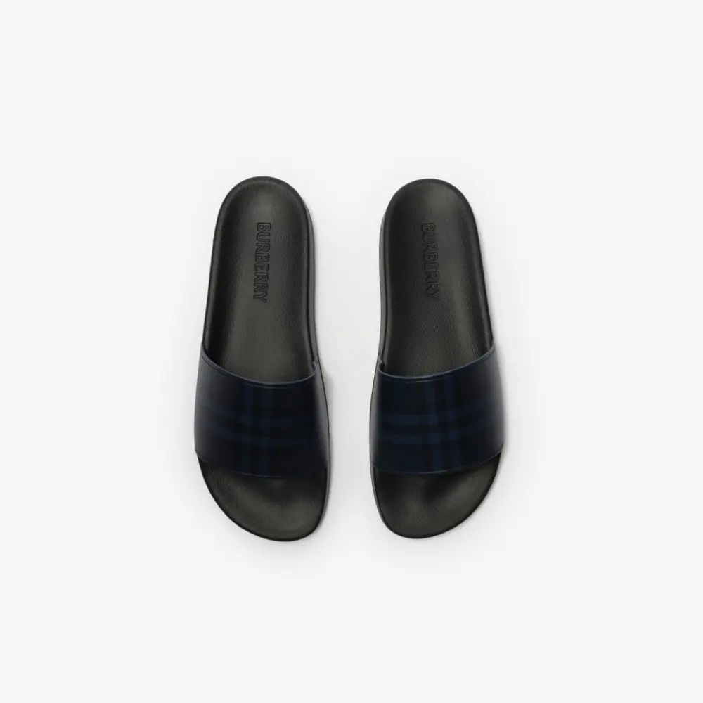 Dép Burberry Check Slides 'Navy' 81298471 - Ảnh 4