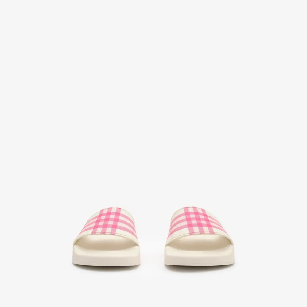 Alternative view of Dép Burberry Check Slides 'Aubergine Purple' 81236091