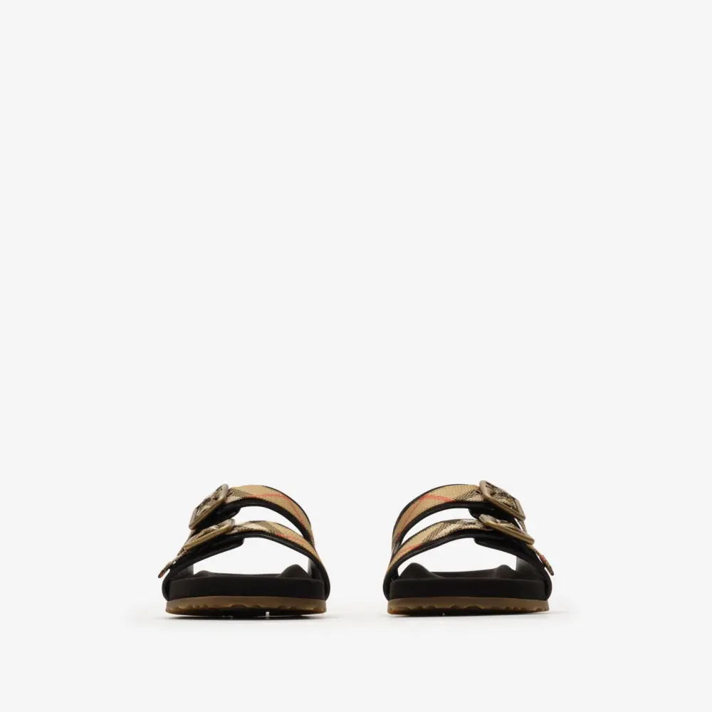 Alternative view of Dép Burberry Check Suede Urchin Sandals 'Black' 81186151