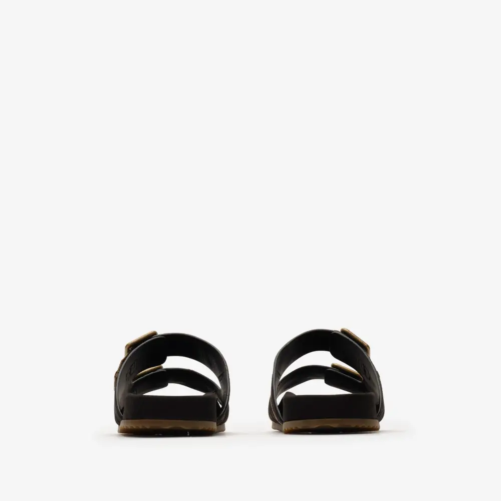 Dép Burberry Check Suede Urchin Sandals 'Black' 81186151 - Ảnh 3