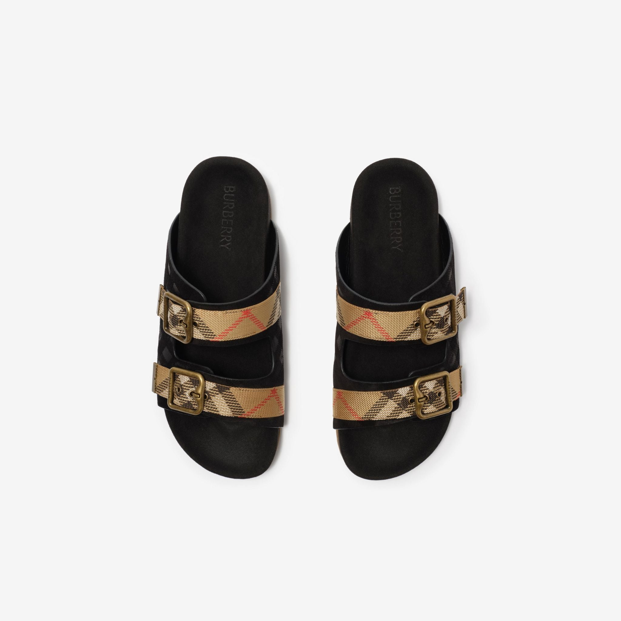 Dép Burberry Check Suede Urchin Sandals 'Black' 81186151 - Ảnh 4