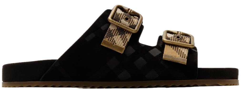 Dép Burberry Check Suede Urchin Sandals 'Black' 81186151