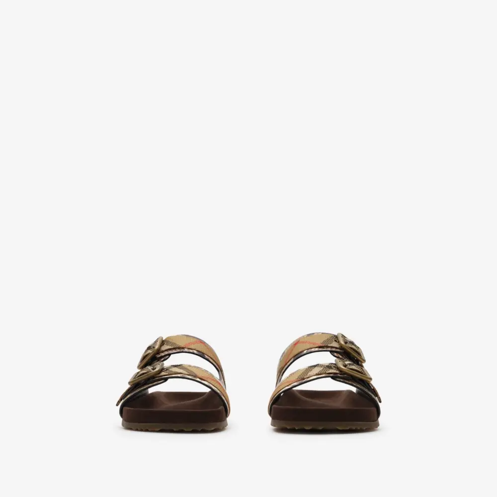 Alternative view of Dép Burberry Python-print Leather Urchin Sandals 'Beige' 81240051