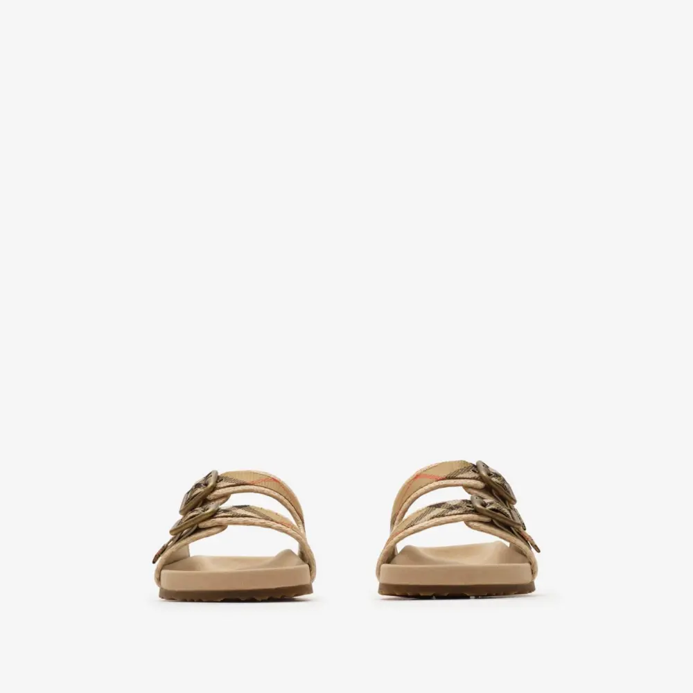 Alternative view of Dép Nữ Burberry Raffia-effect Urchin Sandals 'Reed Beige' 81230741