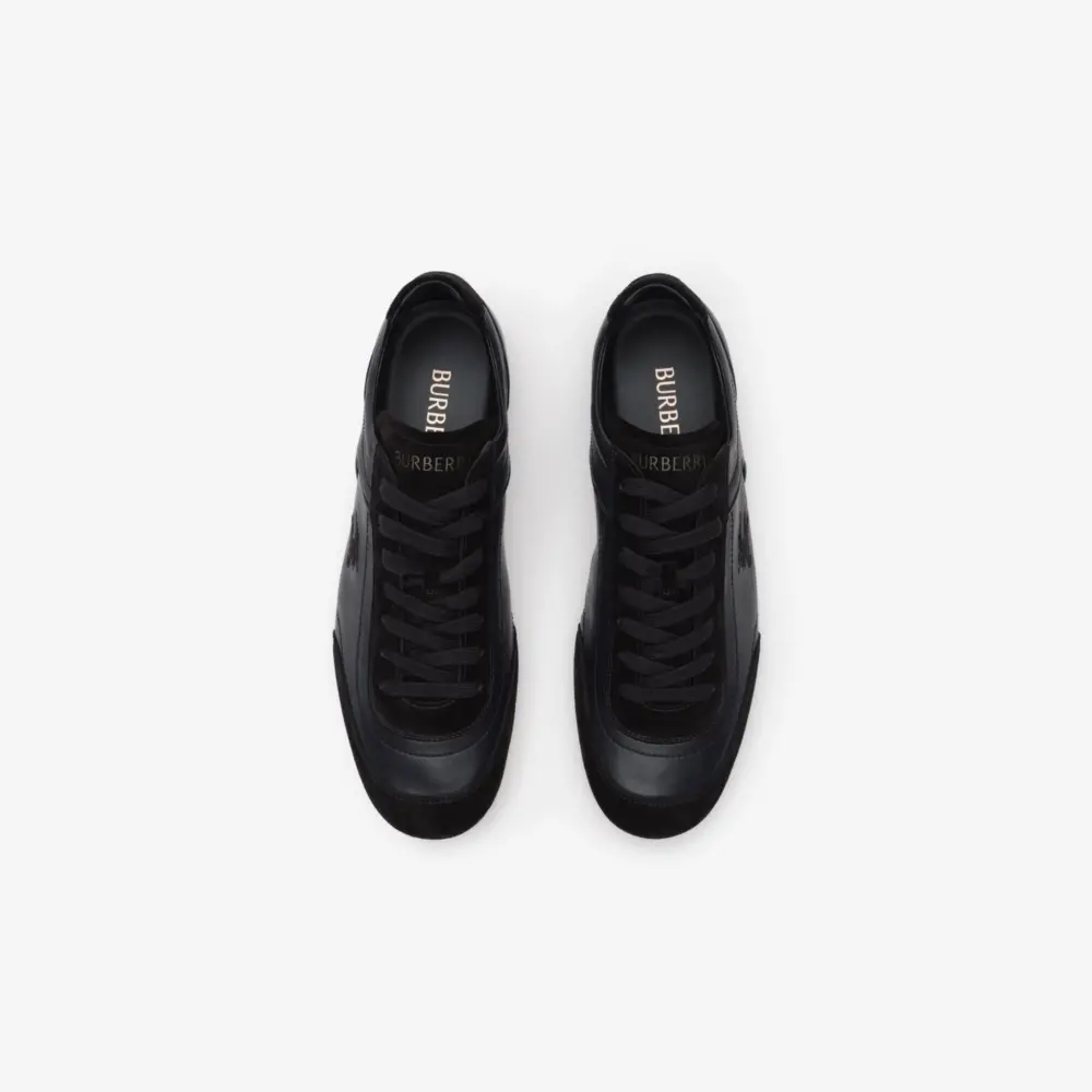 Giày Burberry Leather Knight Runner Sneakers 'Black' 81262821 - Ảnh 4