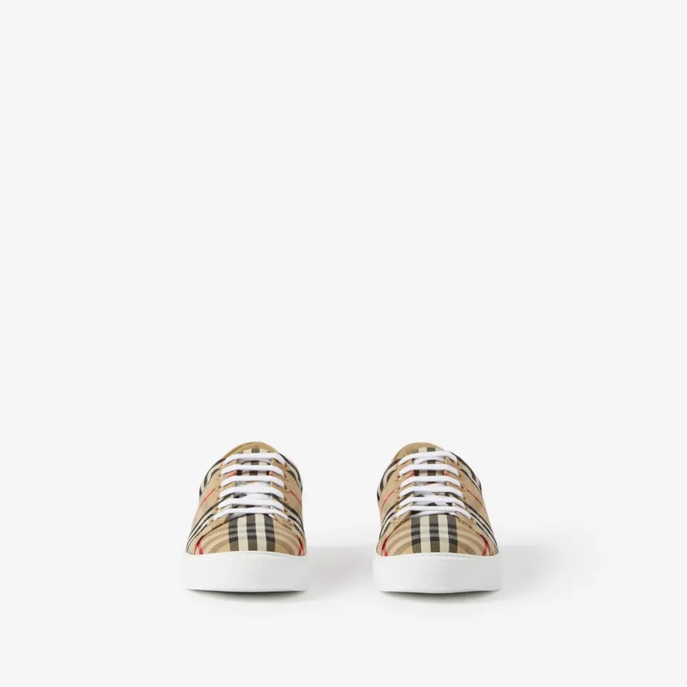 Alternative view of Giày Burberry Check and Leather Sneakers 'Beige' 80497771