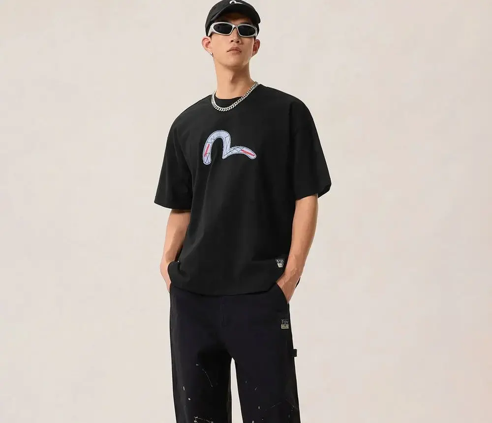 Alternative view of Áo Evisu Fabric Mix Patchwork ‘Black’ 2ESHTM6TS1091XXCT