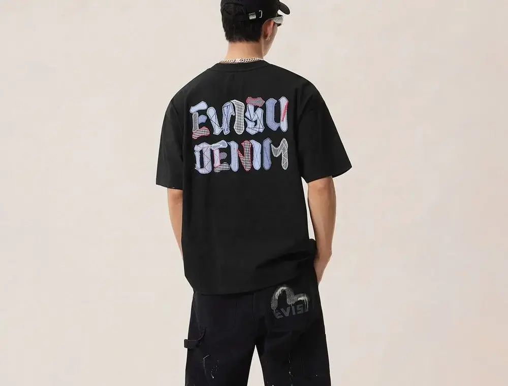 Áo Evisu Fabric Mix Patchwork ‘Black’ 2ESHTM6TS1091XXCT - Ảnh 3