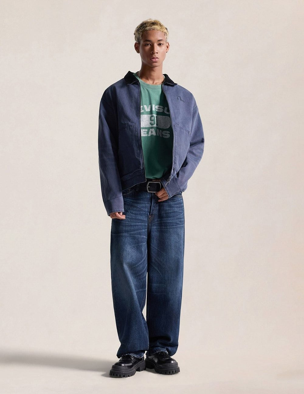 Quần Evisu Mid-washed Seagull Print Jeans 'Indigo' 2ESHJM6JE591938DN - Ảnh 4