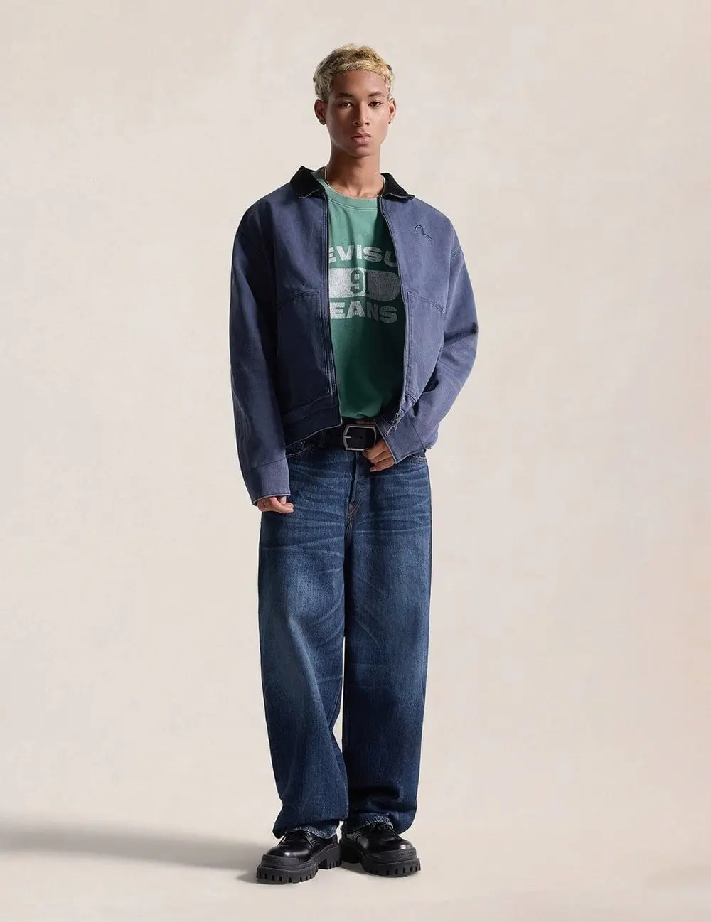 Quần Evisu Mid-washed Seagull Print Jeans 'Indigo' 2ESHJM6JE591938DN - Ảnh 4