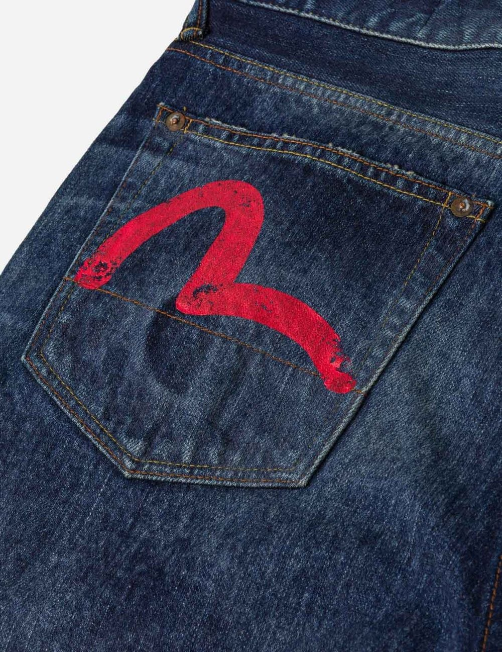 Alternative view of Quần Evisu Mid-washed Seagull Print Jeans 'Indigo' 2ESHJM6JE591938DN