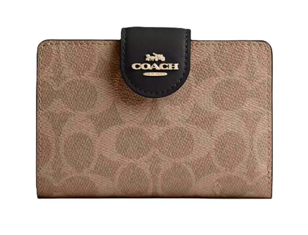 Ví Coach 13 Brand Logo Buckle 'Tan Black' CW786-IMQRX