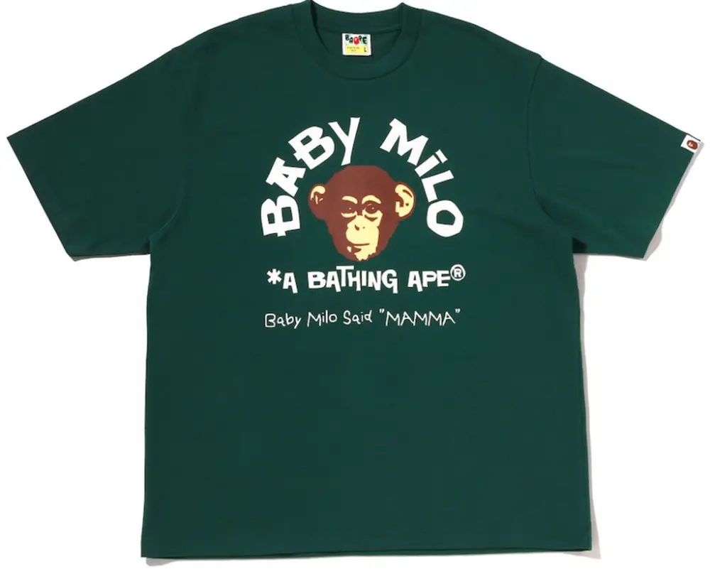 Áo Bape Baby Milo College Relaxed Fit Tee 'Green' 0ZXTEMX30110R