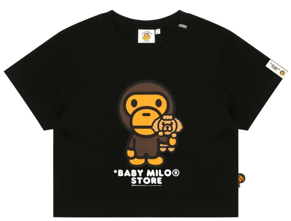 Áo Bape Baby Milo Cropped Tee 'Black' 0MXTEW0465XXR