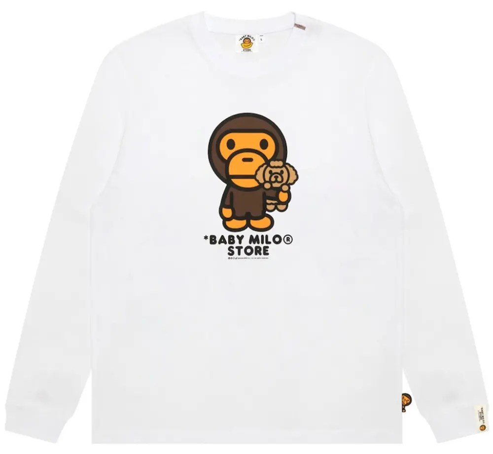 Áo Bape Baby Milo Long Sleeve Tee 'White' 0MXLTW0470XXR