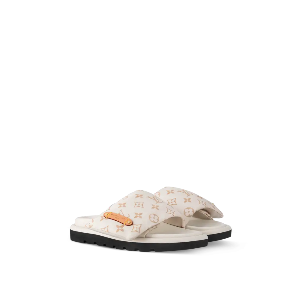 Dép Louis Vuitton Pool Pillow Flat Comfort Mules 'Beige' 1ACJZA - Ảnh 4