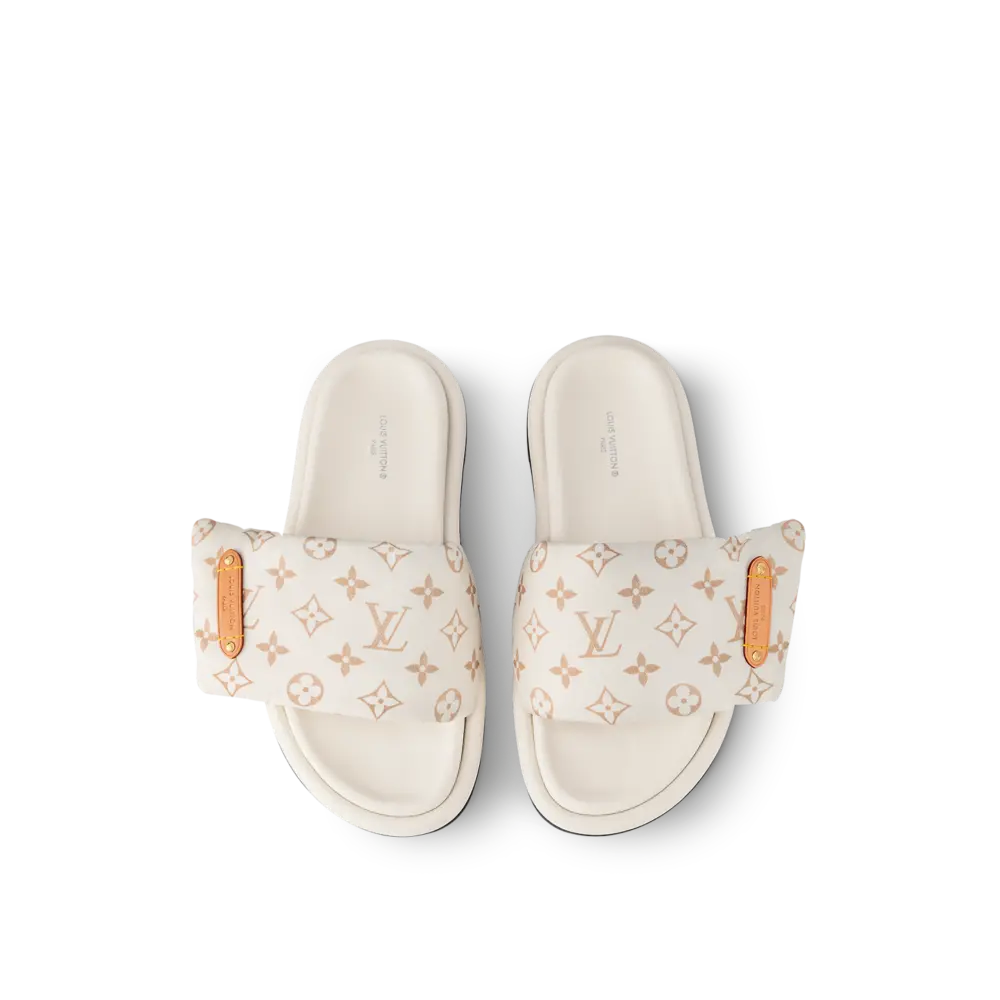 Dép Louis Vuitton Pool Pillow Flat Comfort Mules 'Beige' 1ACJZA - Ảnh 3
