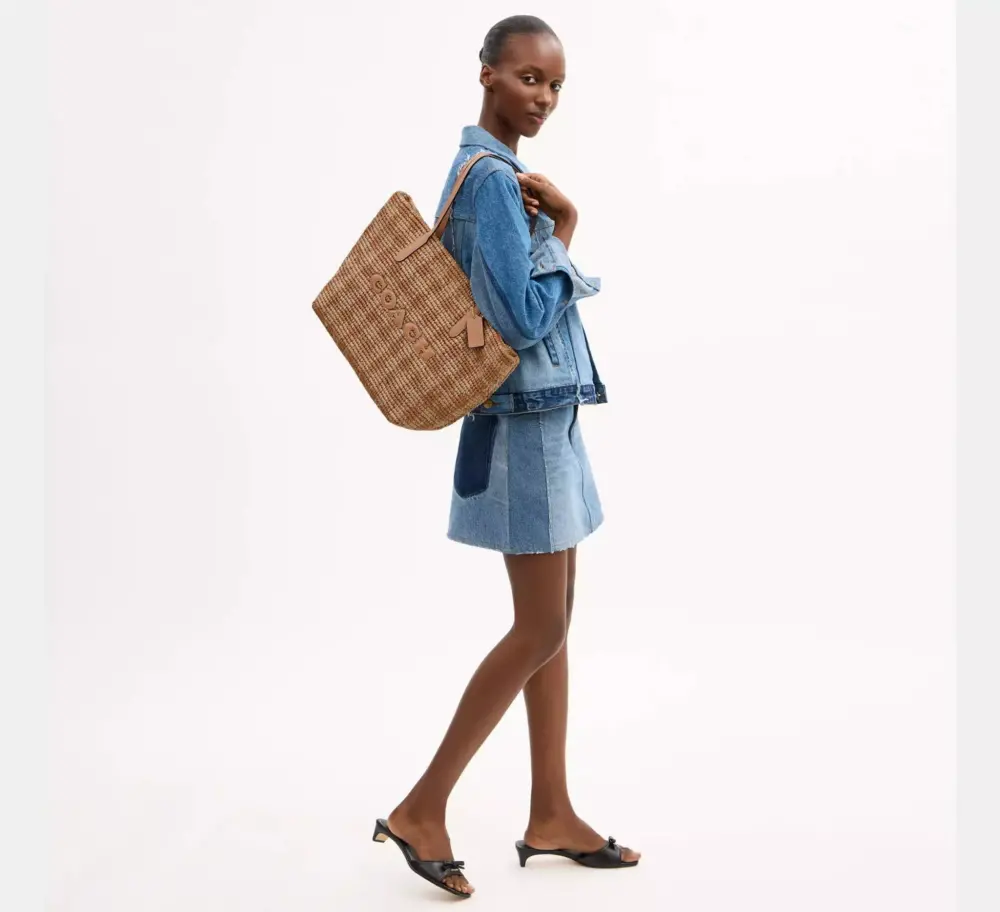 Túi Coach City Tote Bag Gingham Print 'Tan' CES22-IMTN2 - Ảnh 5