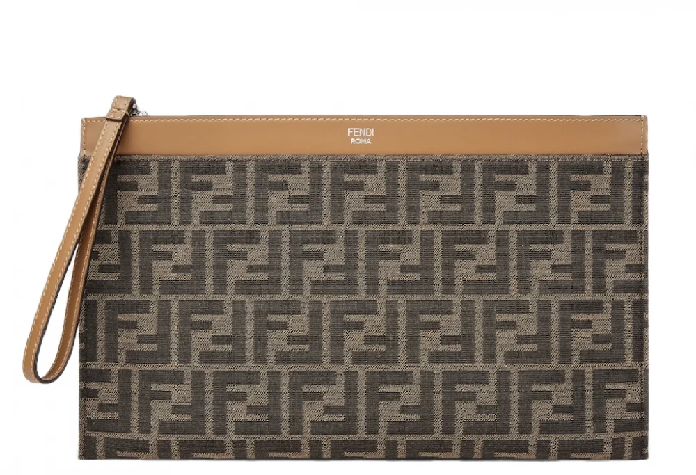 Túi Fendi FF Jacquard Flat Pouch Medium 'Brown' 7N0134AFBVF1HRM