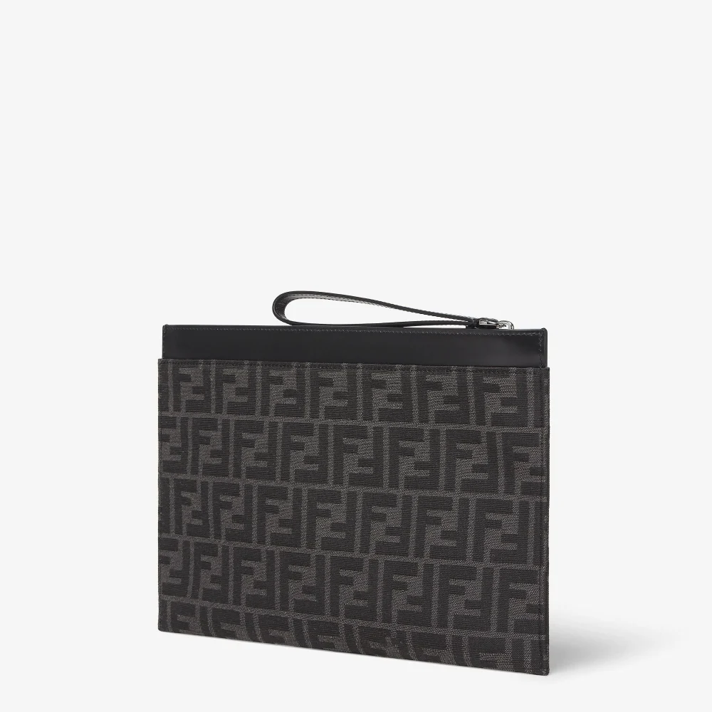 Túi Fendi FF Jacquard Flat Pouch Medium 'Black' 7N0134AFBVF1IKJ - Ảnh 3