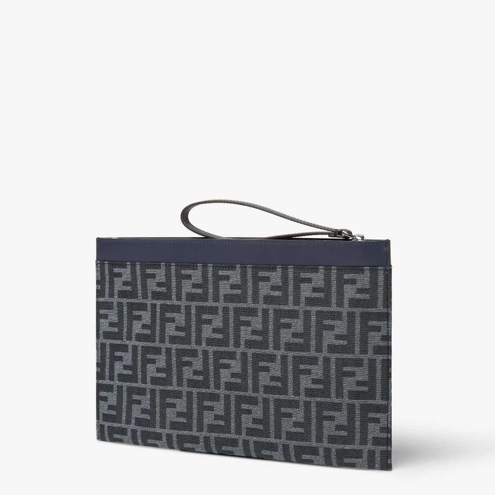 Túi Fendi FF Jacquard Flat Pouch Medium 'Blue' 7N0134AFBVF1O98 - Ảnh 3