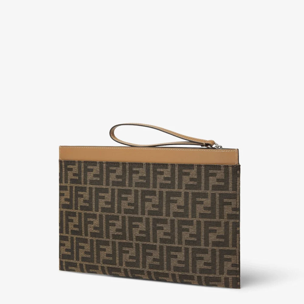 Túi Fendi FF Jacquard Flat Pouch Medium 'Brown' 7N0134AFBVF1HRM - Ảnh 3