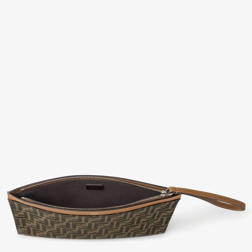 Túi Fendi FF Jacquard Flat Pouch Medium 'Brown' 7N0134AFBVF1HRM - Ảnh 2